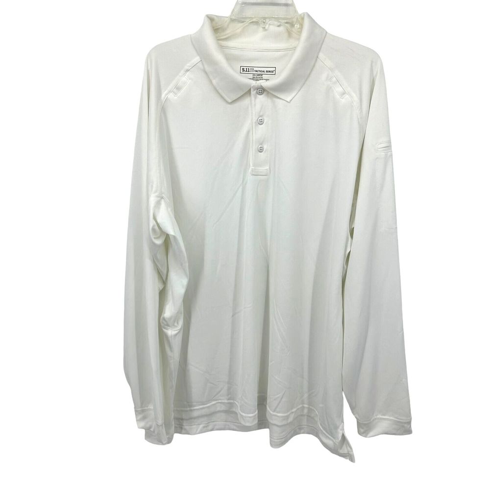5.11 Tactical Series Mens Long Sleeve White Polo Shirt Size 2XL Professional